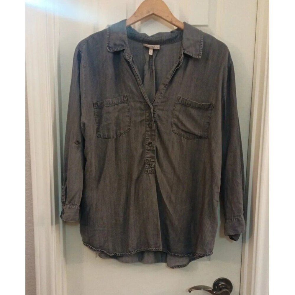 Women's Hester & Orchard Grey Button Up Long Sleeve Shirt Size XL